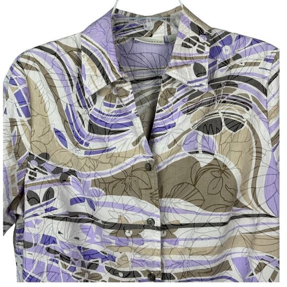 Kim‎ Rogers Button Front Short Sleeve Floral Hawaiian Style Print Shirt Size 10 - Picture 4 of 9